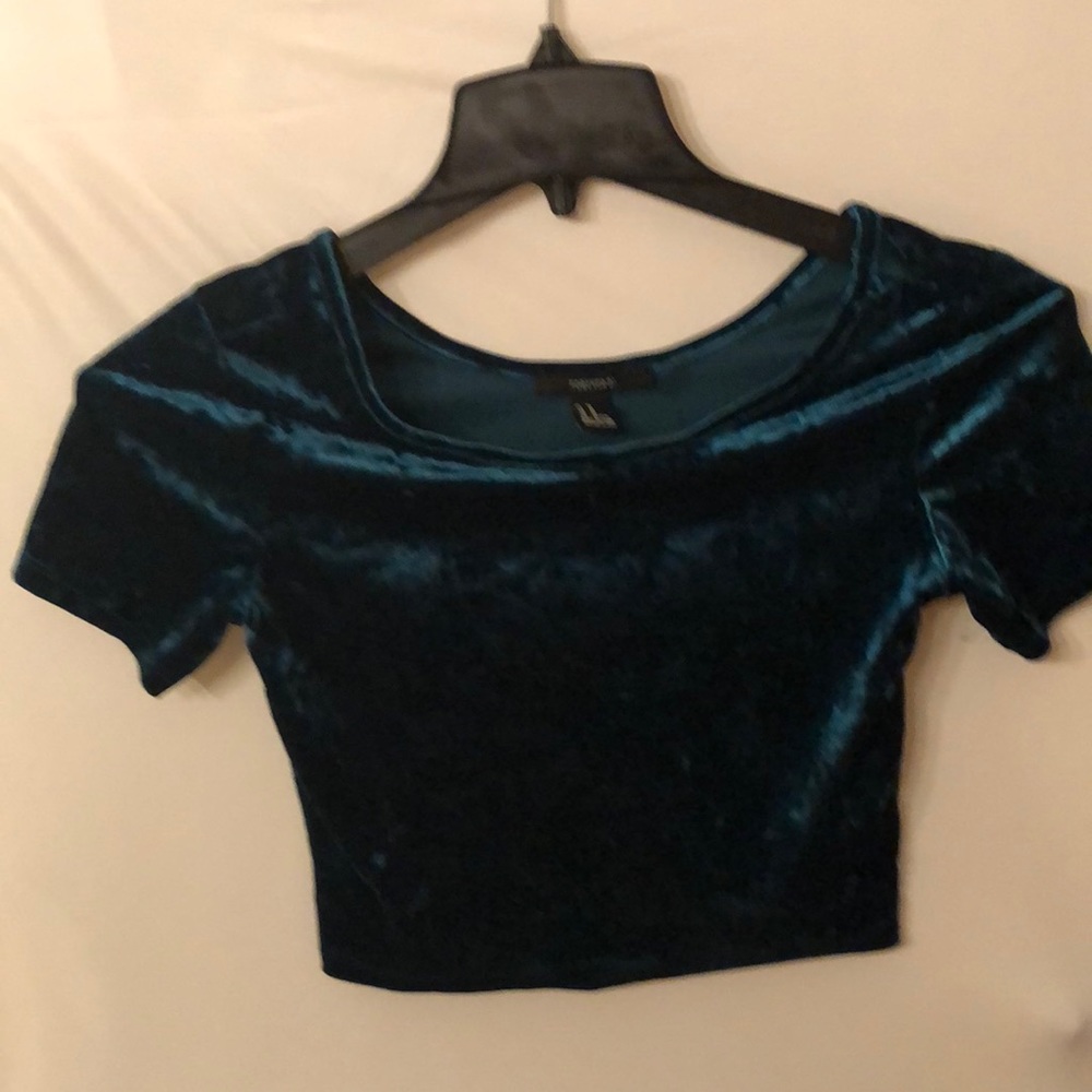 Forever 21 Hunter Green Velvet crop top